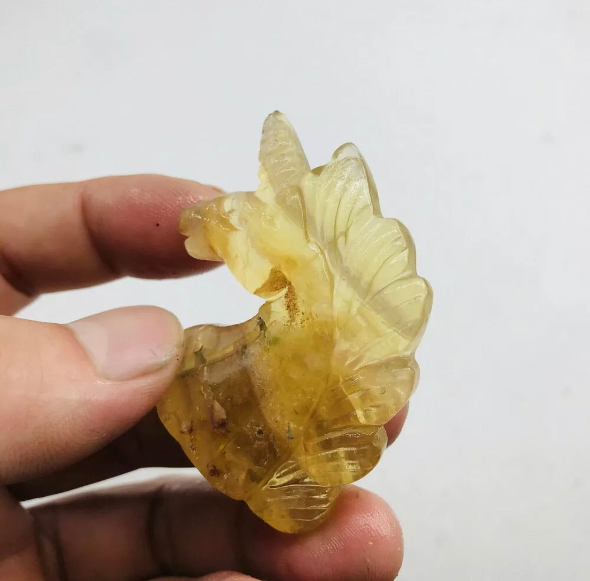 Natural Yellow Fluorite gemstone carved Unicorn