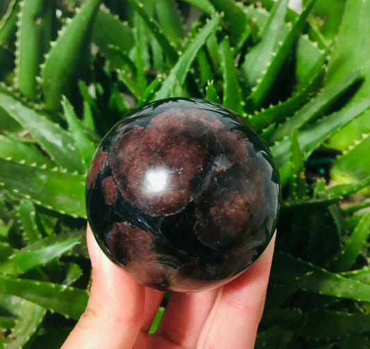 Natural garnet gemstone fireworks ball