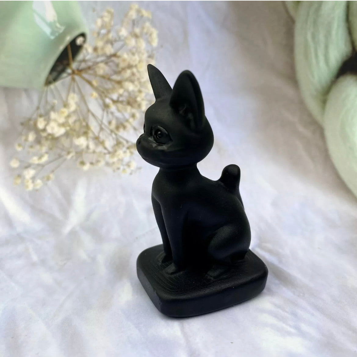 Natural Black obsidian Cat