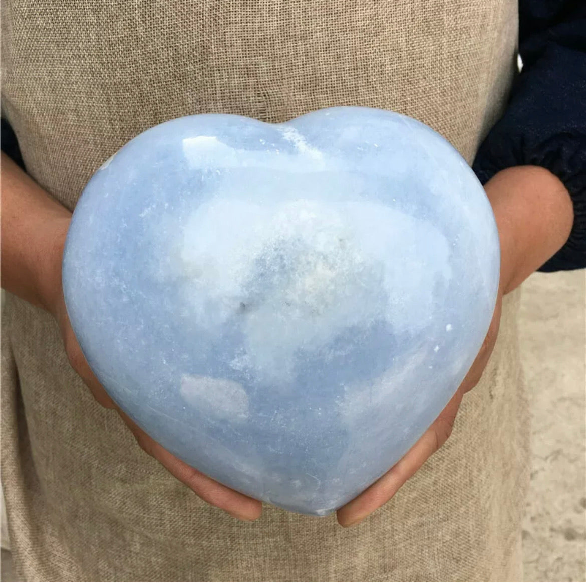 Natural Blue Calcite Gemstone Quartz Heart