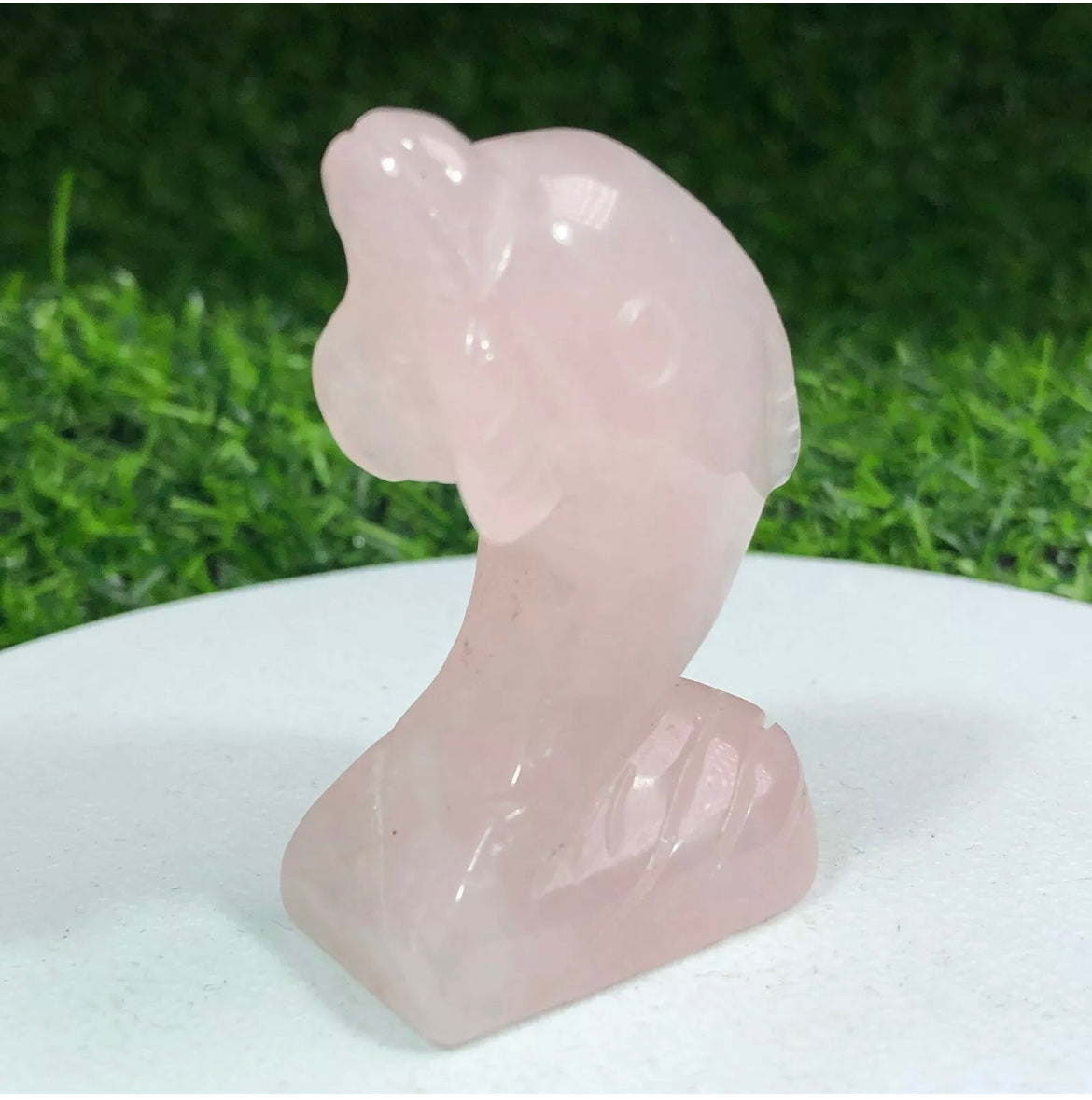 Natural Rose Quartz Dolphin semiprecious crystal gemstone figurine