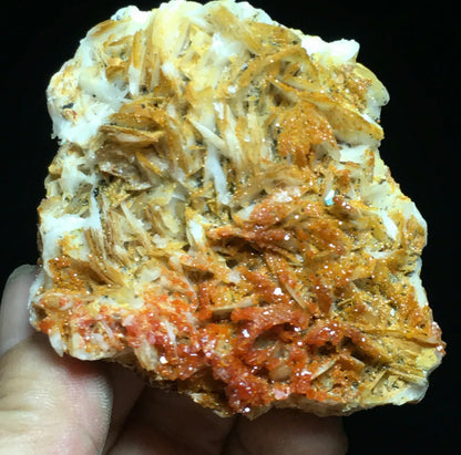 Translucent Wine Red Vanadinite & Flake Dolomite Crystal Mineral Specimen