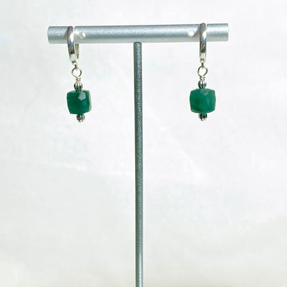 Emerald gemstone and Sterling Silver Earrings