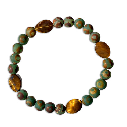 Tibetan agate and Tiger’s Eye  gemstone Bracelet