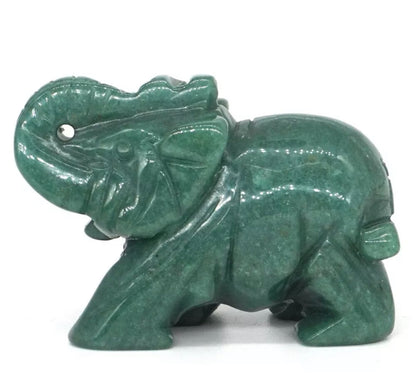 Natural Green Aventurine gemstone elephant figurine