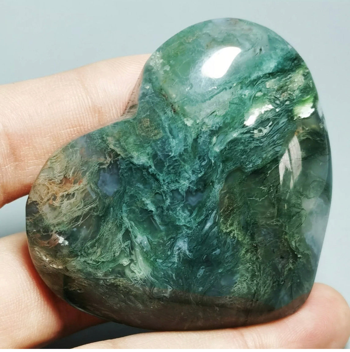 NATURAL Moss Agate heart