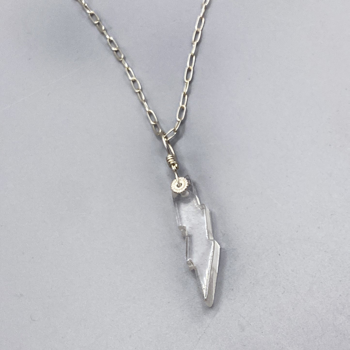 Quartz gemstone Bolt on sterling silver Necklace