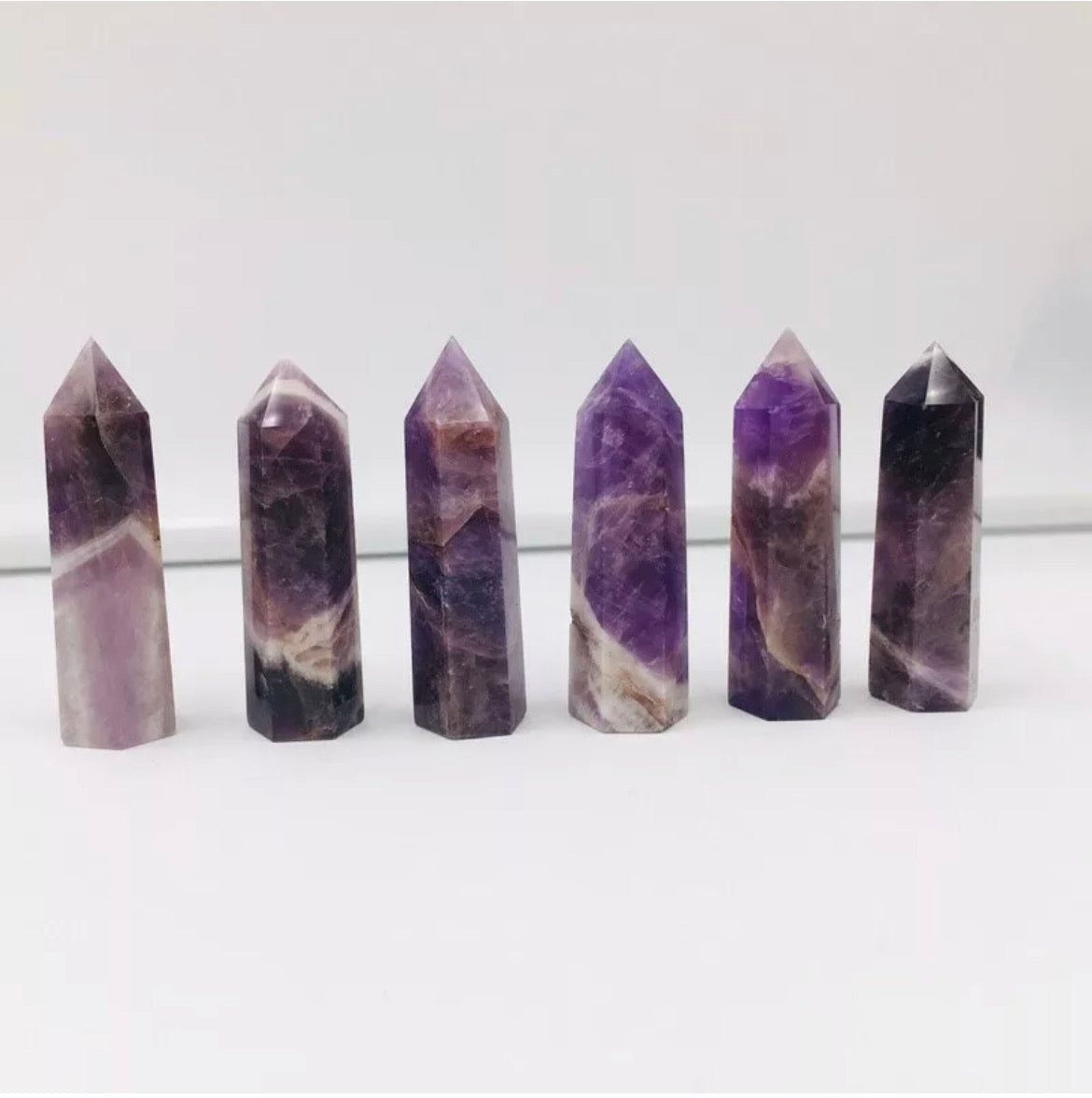 Natural Rock Dream Amethyst Quartz Crystal Point Wand Healing Stone Gift