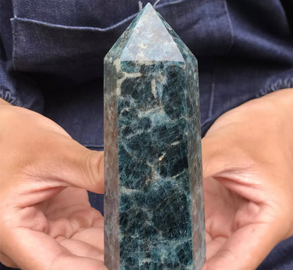 Natural Blue Apatite gemstone Tower Point Obelisk