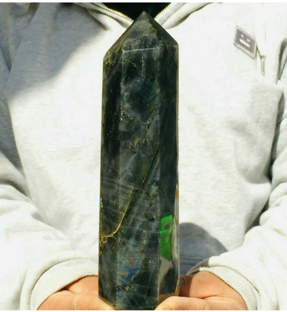 Natural Labradorite Tower Point healing energy obelisk