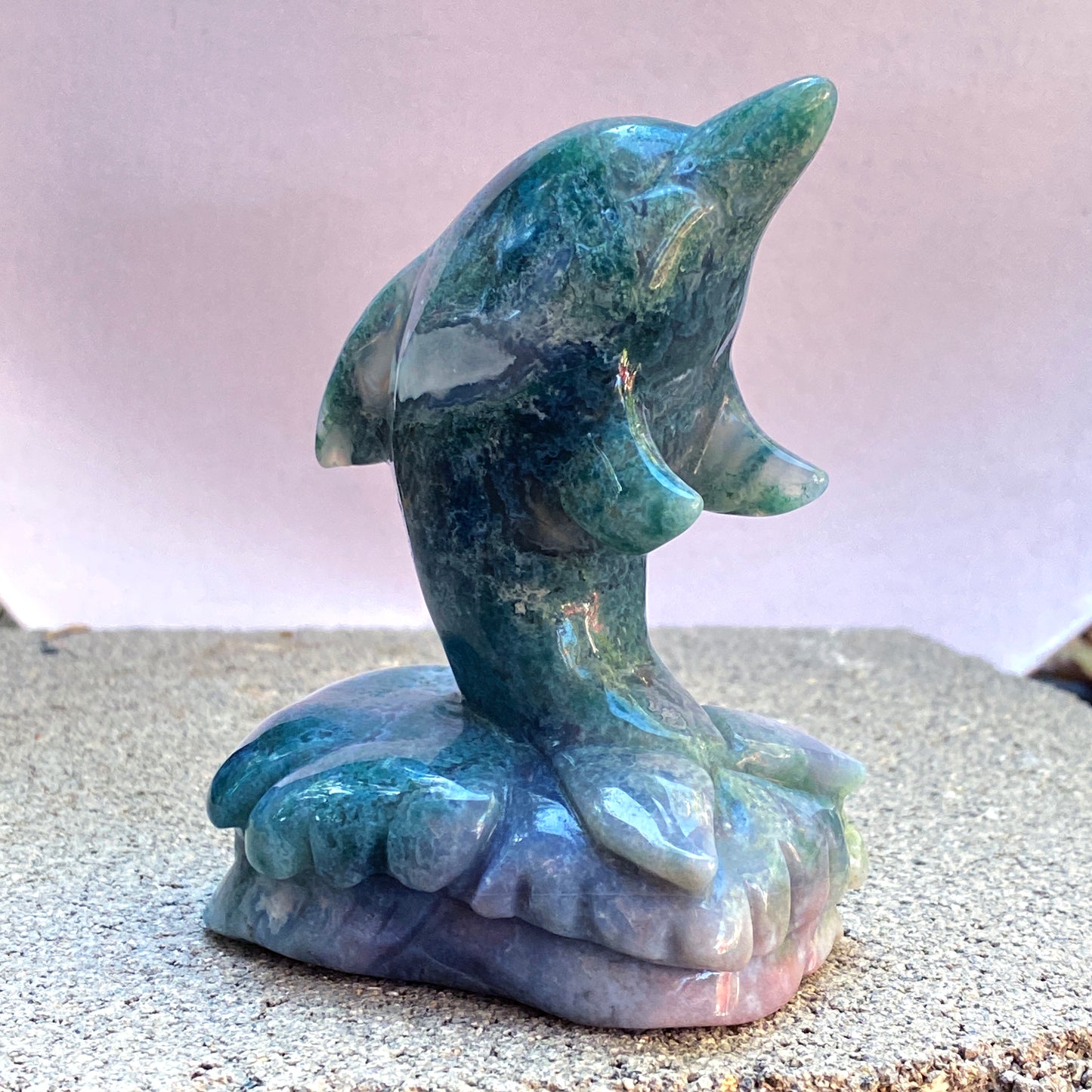 Green Moss Agate Dolphin