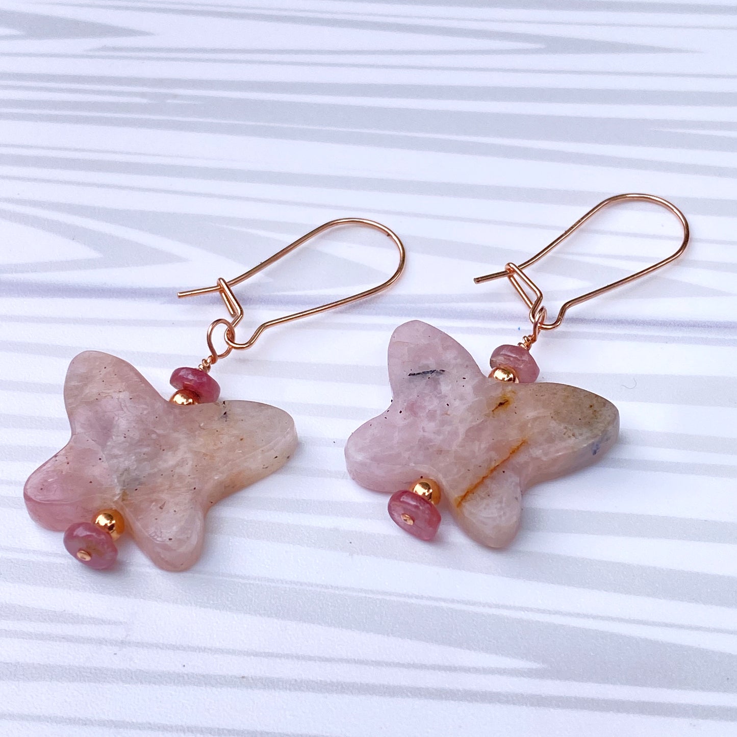 Pink Tourmaline gemstone Butterfly Earring