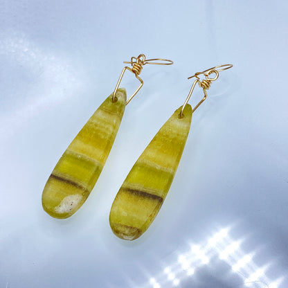 Yellow Fluorite gemstone Drop Earrings