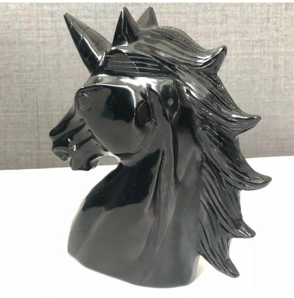 Natural black obsidian unicorn