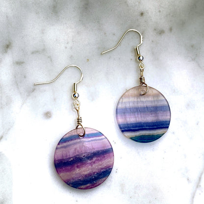 Fluorite gemstone with Sterling Silver Drop Earrings