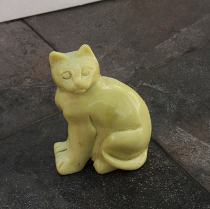 Large Lemon Jade Cat Figurine