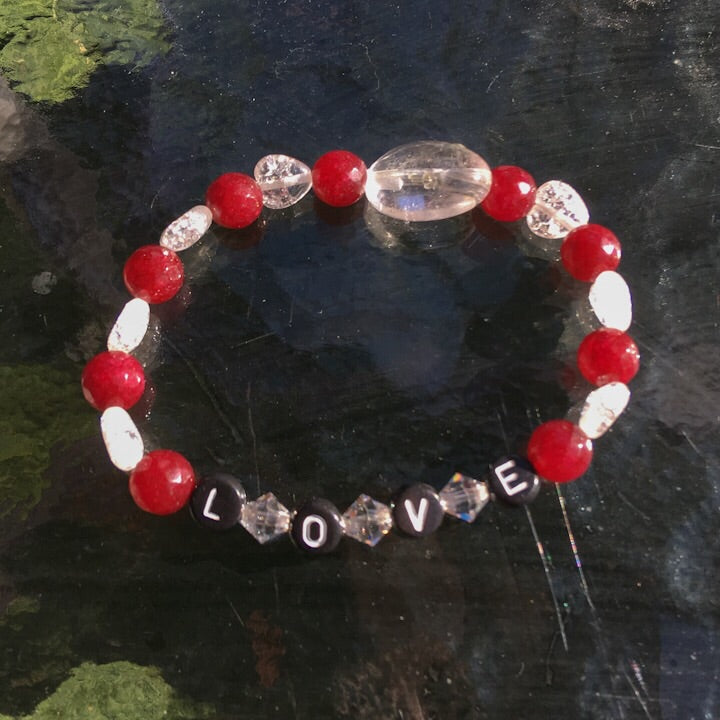 Quartz "LOVE”  Holiday Gemstone Bracelet