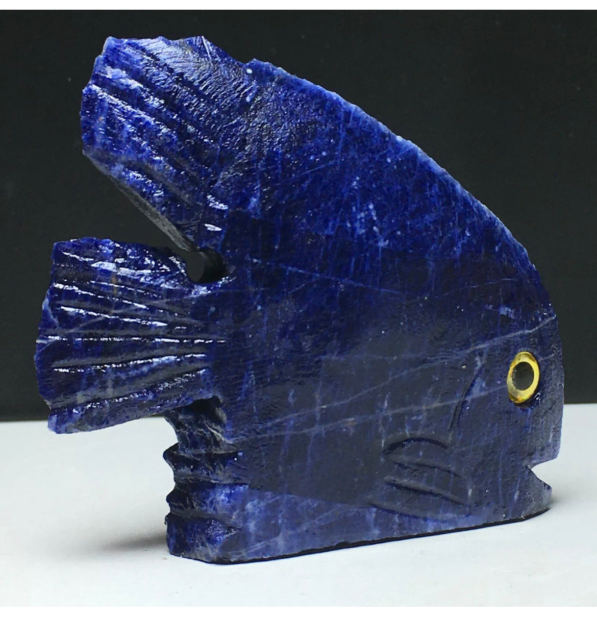 Natural Sodalite gemstone Fish Figurine