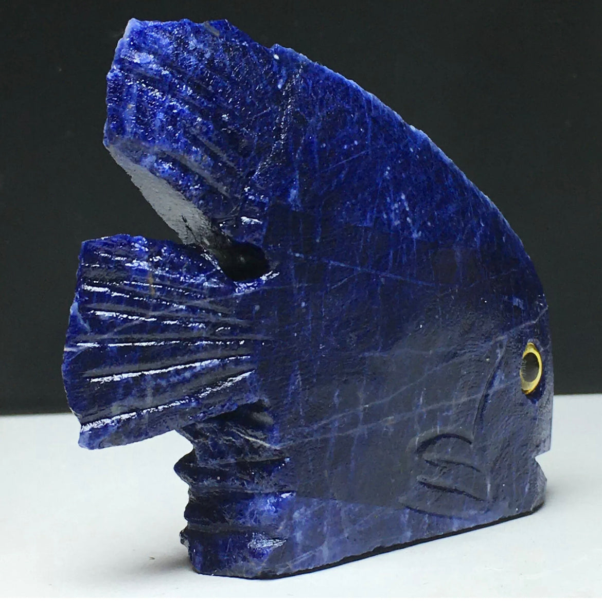 Natural Sodalite gemstone Fish Figurine