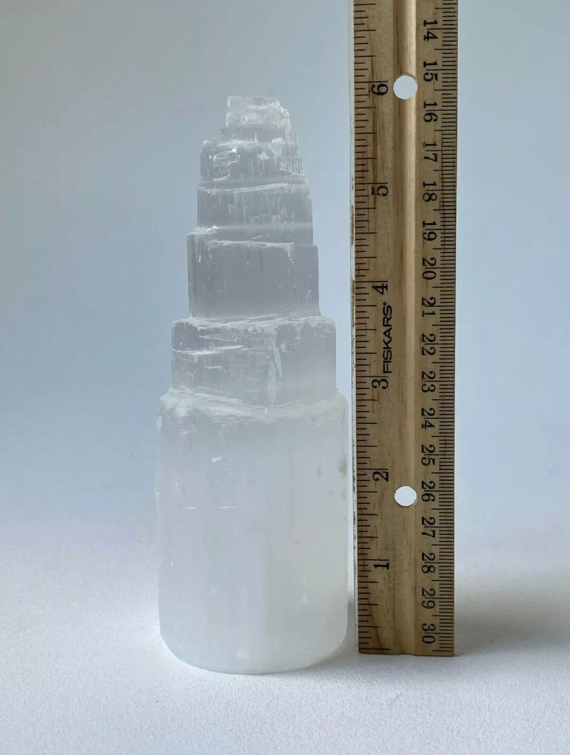 Large Selenite Gemstone Crystal Tower 6" Tall