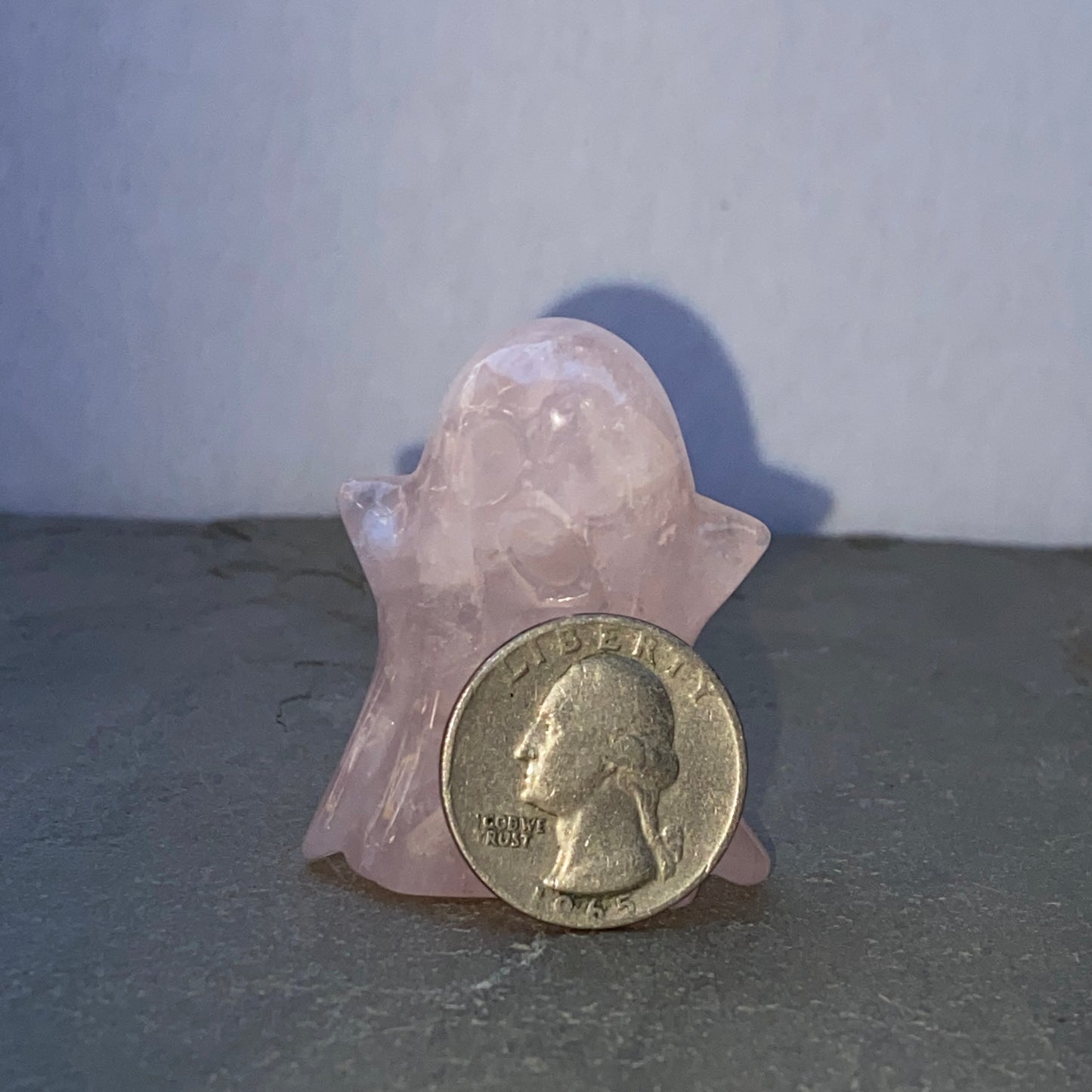 Natural Rose Quartz gemstone Halloween Ghost