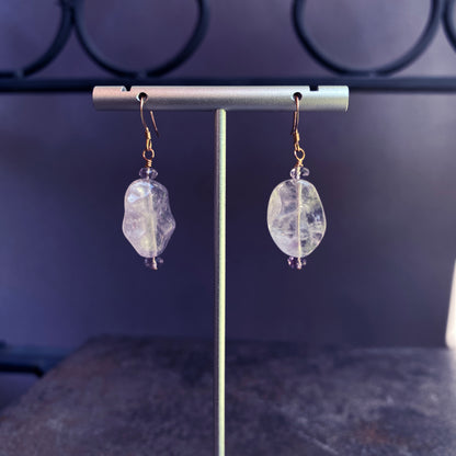 Amethyst and 14 kt rose Gf drop earrings