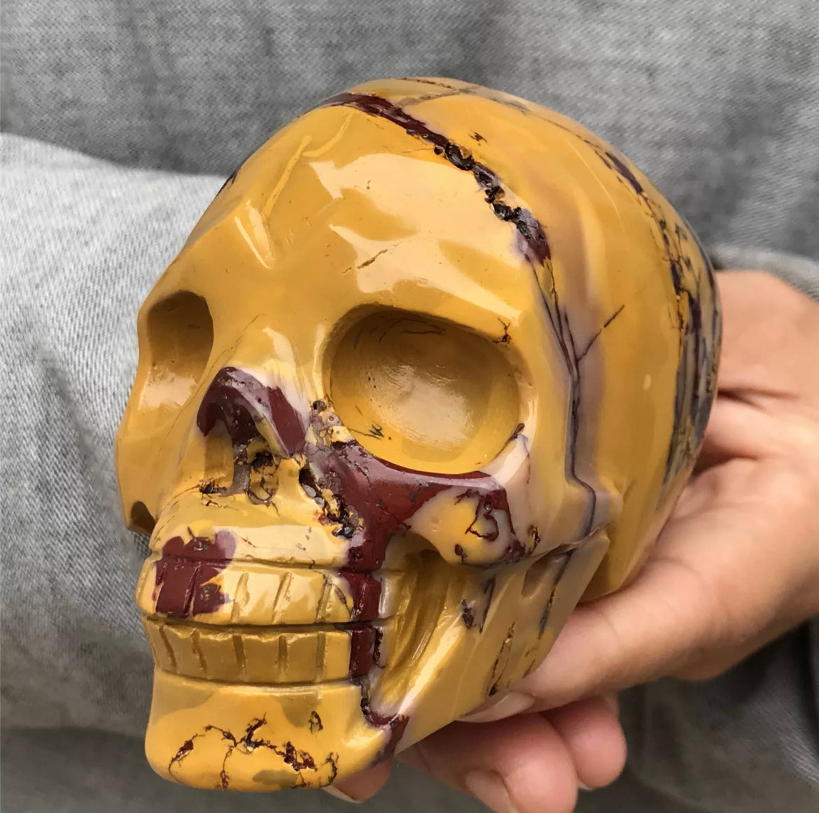 Natural Mookaite Jasper gemstone Carved Skull Crystal