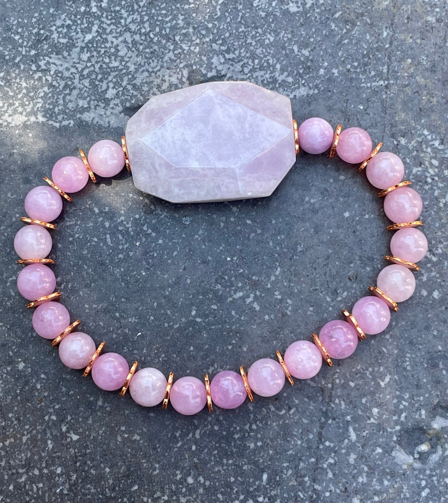 Kunzite and Copper Bracelet