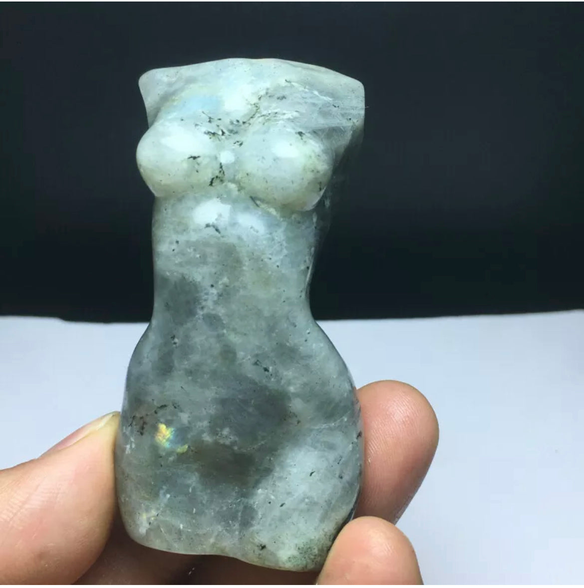 Natural Crystal .labradorite carved female model statue figurine