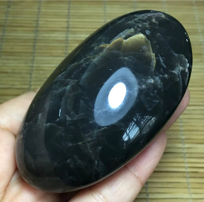 Natural grey moonstone healing palm stone