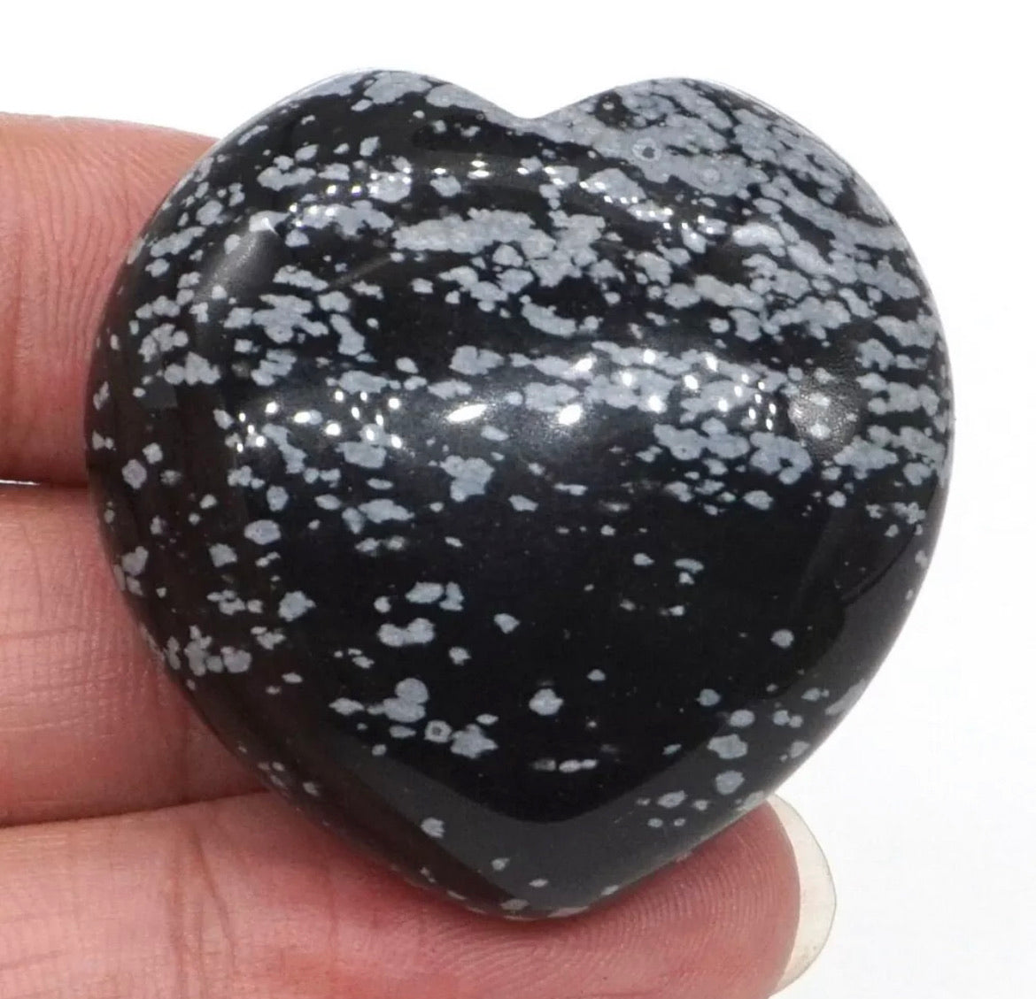 Natural Snowflake Obsidian Heart