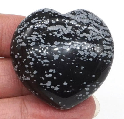 Natural Snowflake Obsidian Heart