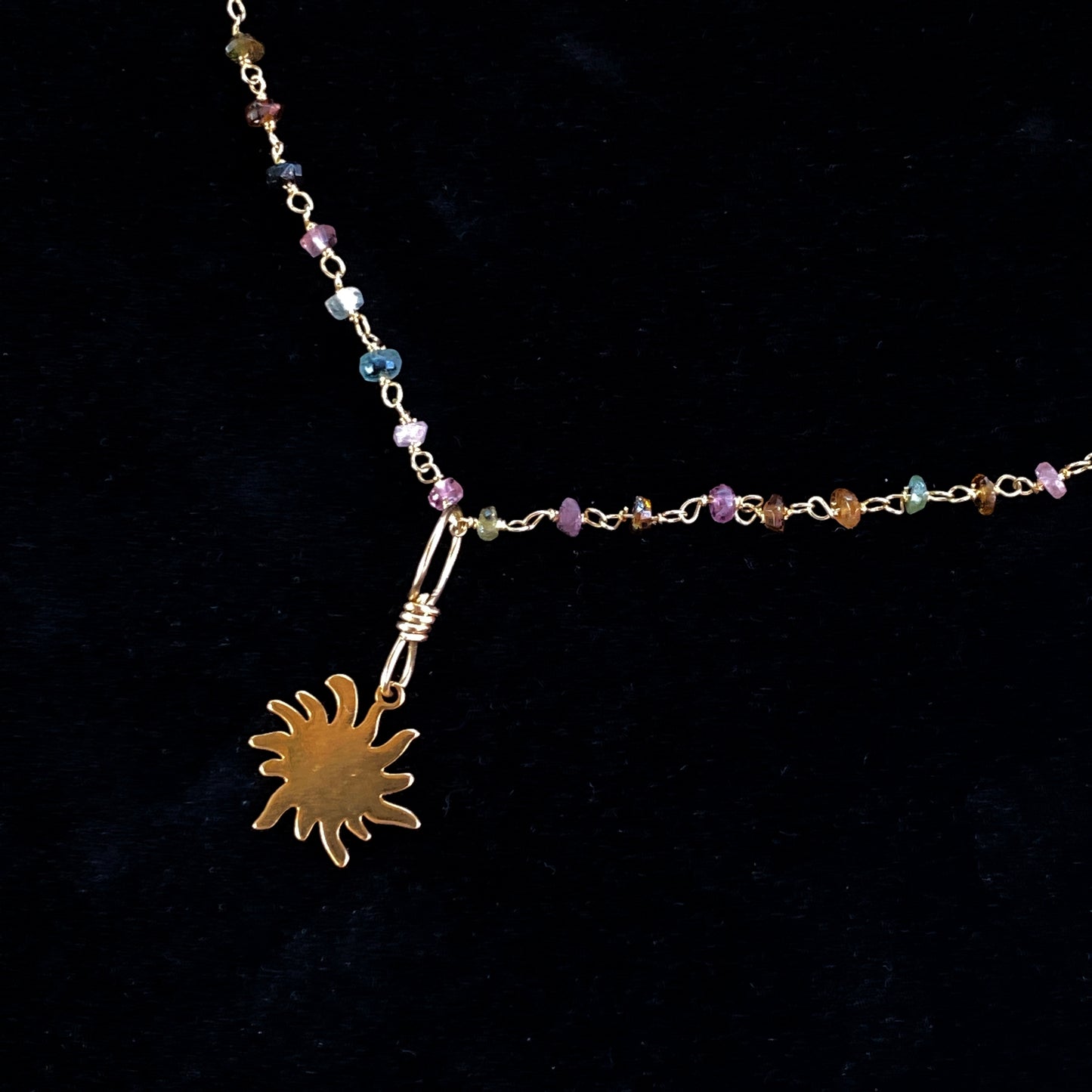 Gold Sun on Mixed Tourmaline Necklace