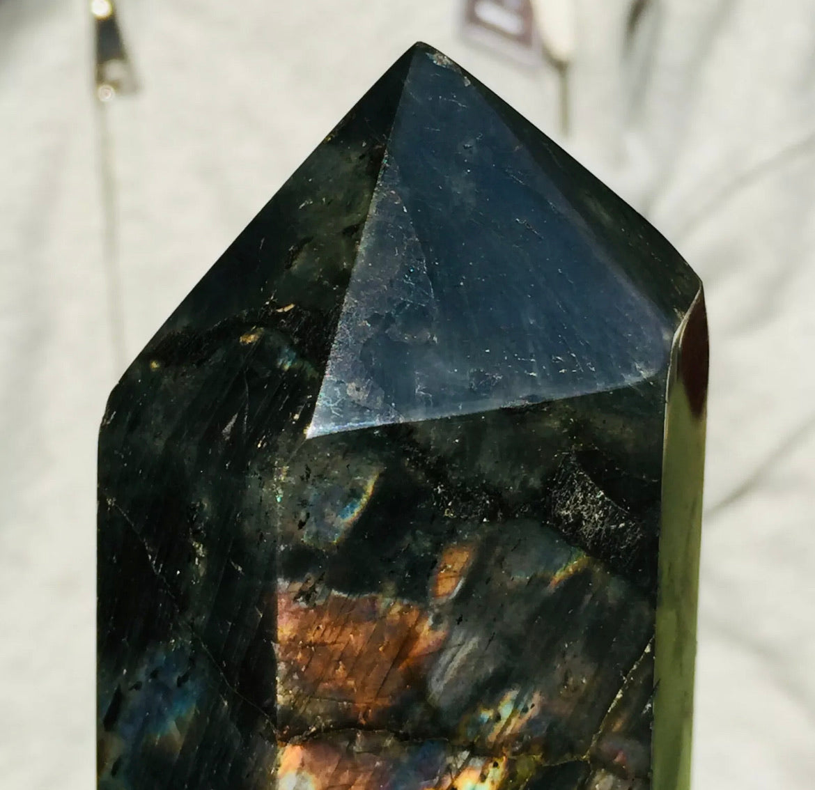 Natural Labradorite Tower Point healing energy obelisk