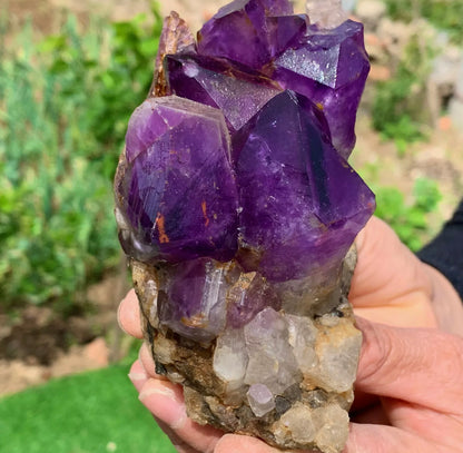 Natural Amethyst gemstone geode cluster crystal specimen