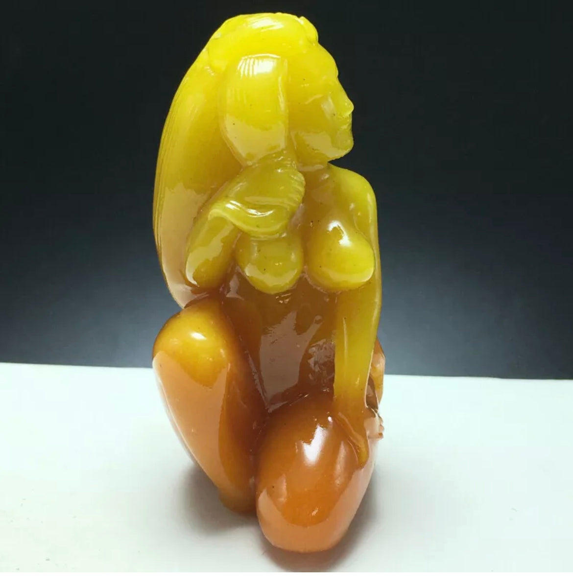 Natural Chalcedony gemstone crystal carved Lady statue figurine