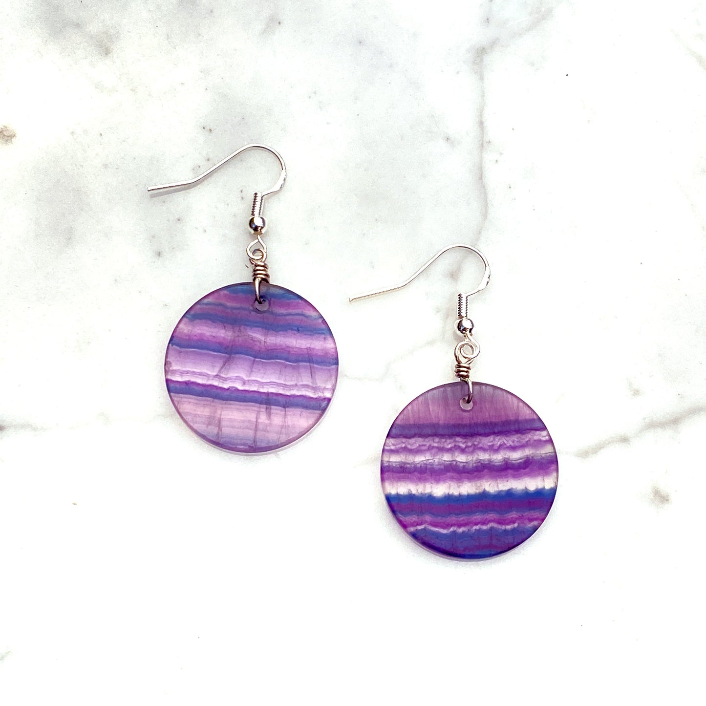 Rainbow Fluorite Gemstone & Sterling Silver Drop Earrings