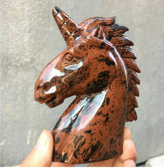 Natural red Mahogany Obsidian gemstone unicorn