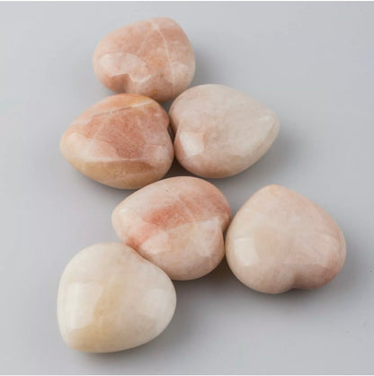 Peach red Jasper heart palm stone