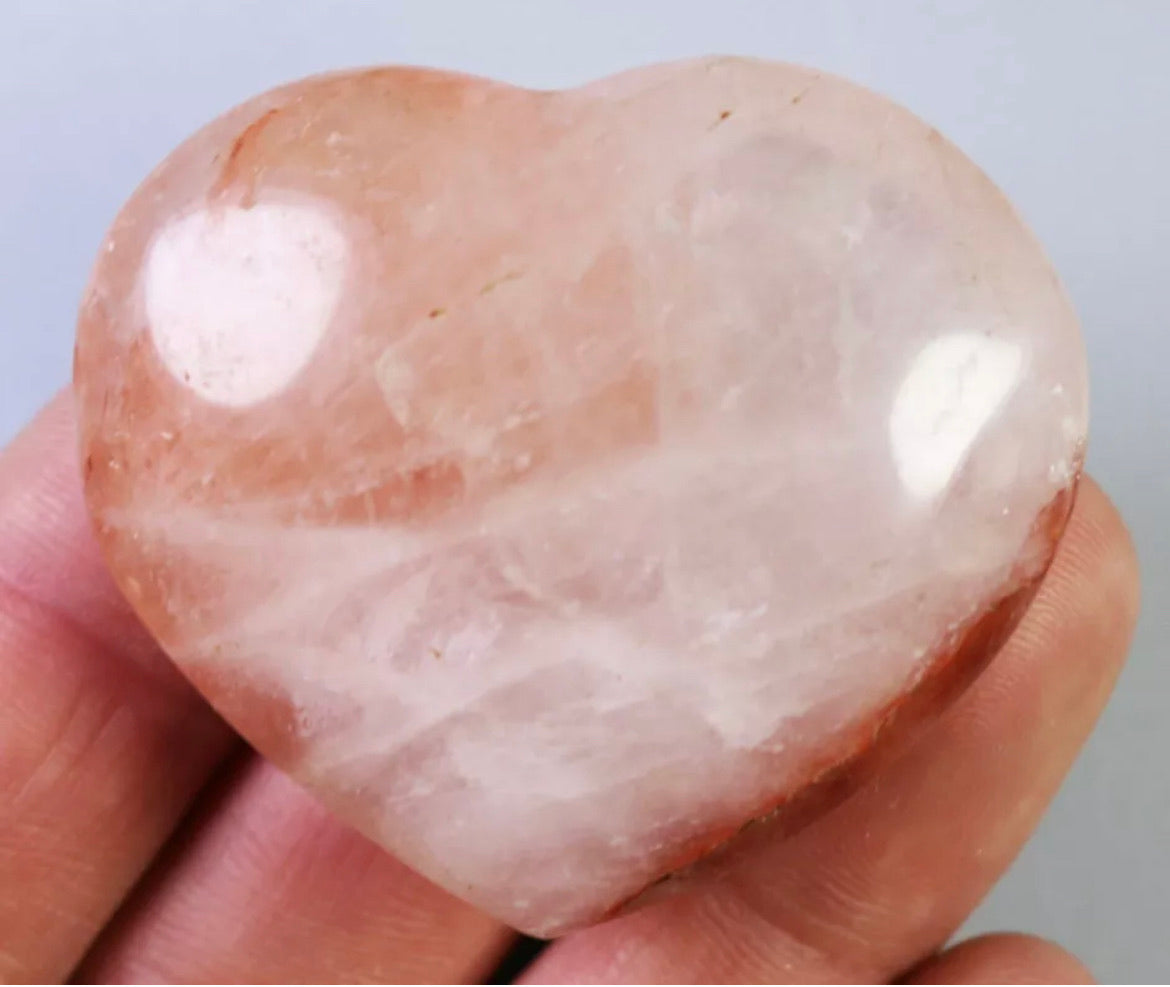 Natural Fire Hematoid Quartz Heart