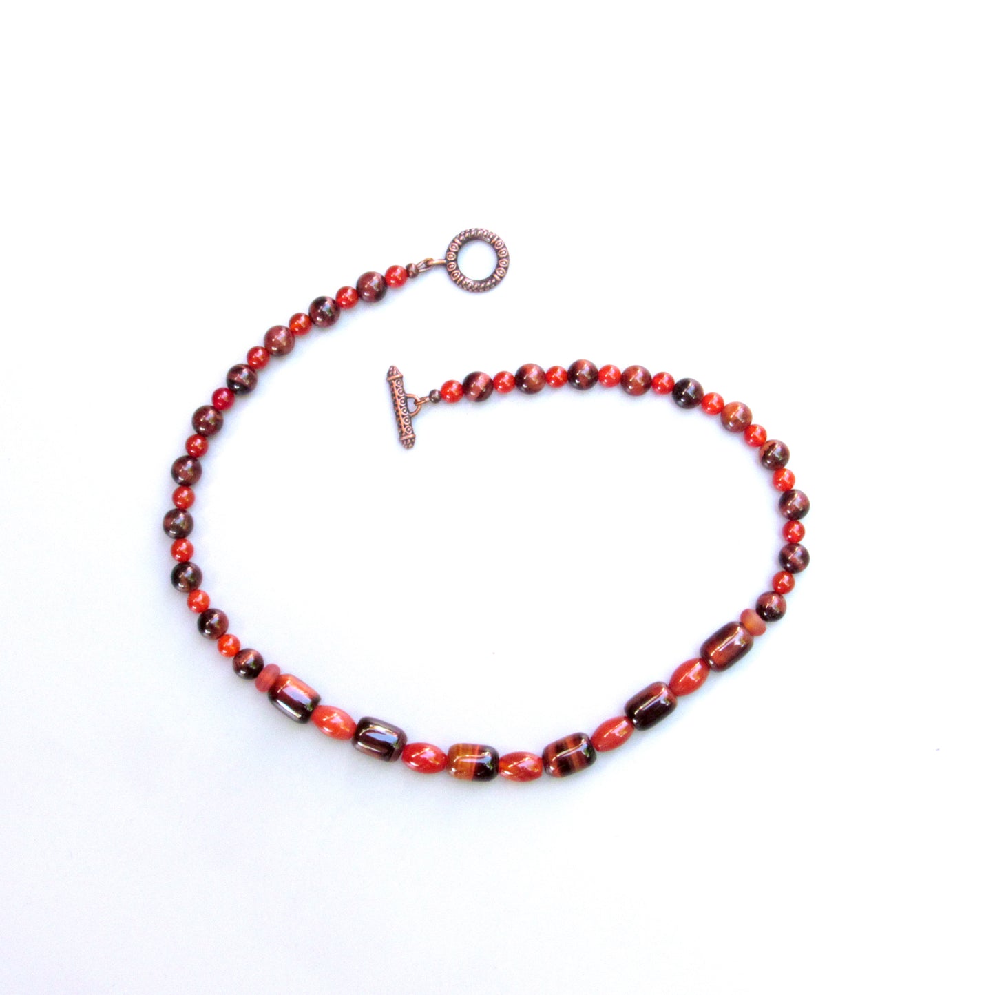 Carnelian and Tiger Eye gemstone beaded necklace