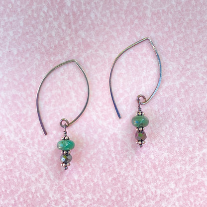 Black Diamond and Emerald gemstone Earrings