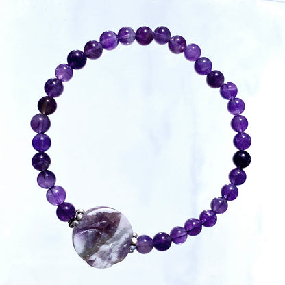 Amethyst gemstone Flower and Copper Bracelet