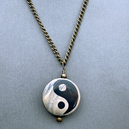 Yin Yang necklace on Brass Chain