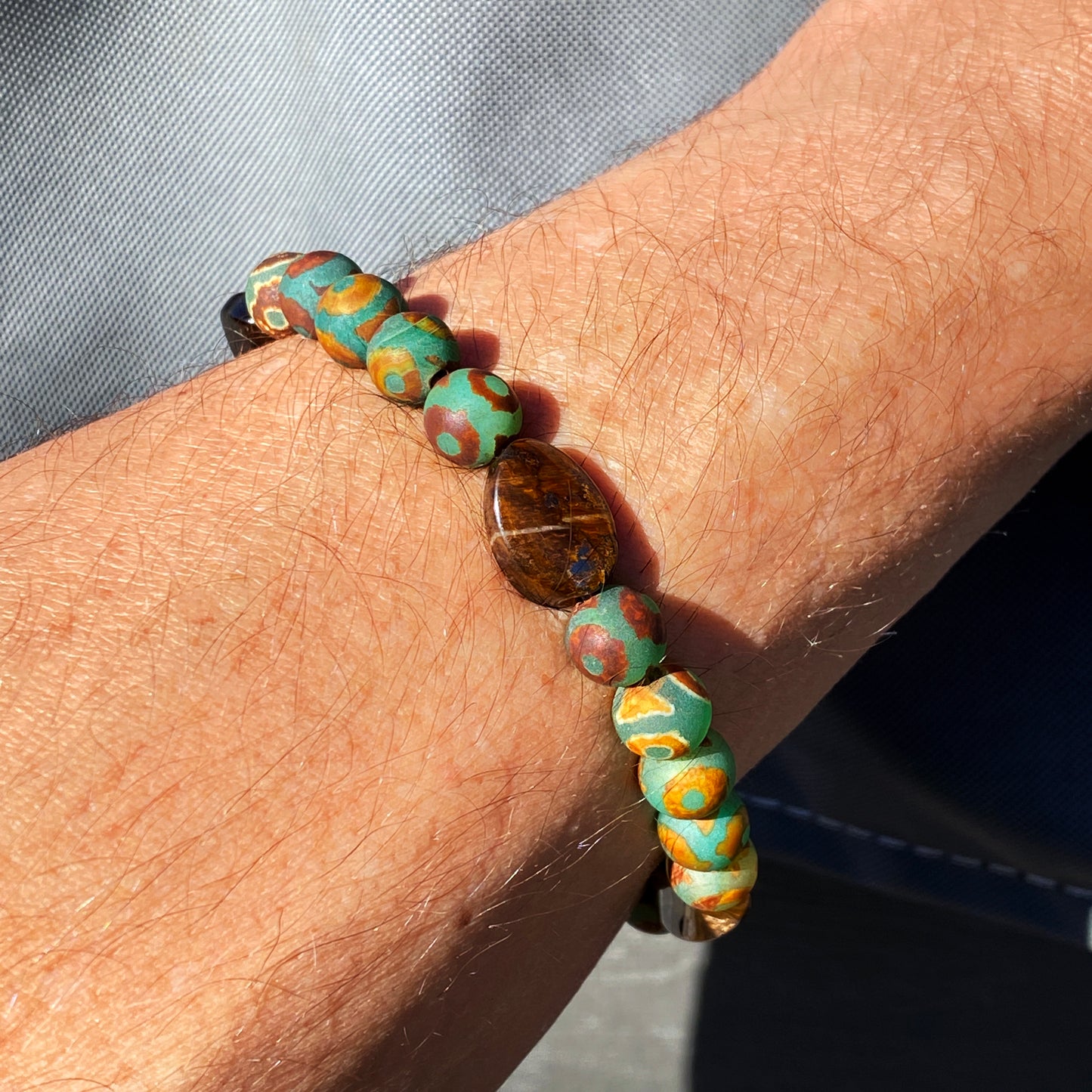 Tibetan agate and Tiger’s Eye  gemstone Bracelet