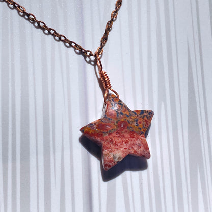 Leopard Print Jasper gemstone Star Necklace