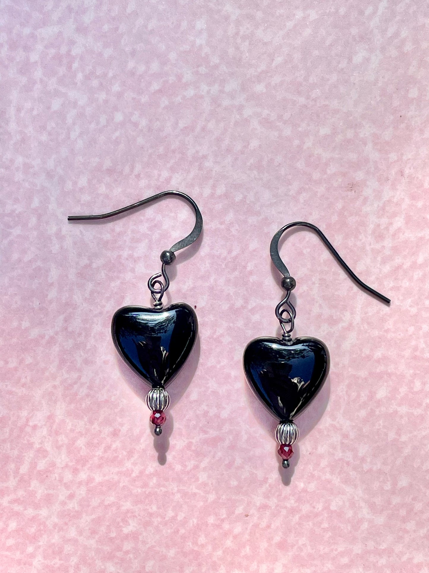 Black Heart Drop Dangle Earrings