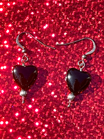 Black Heart Drop Dangle Earrings