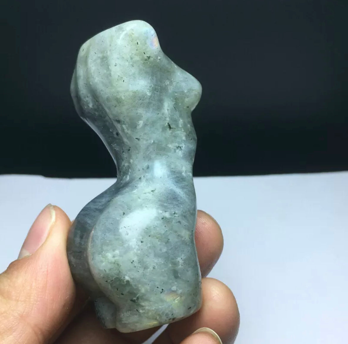 Natural Crystal .labradorite carved female model statue figurine