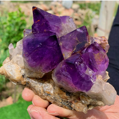 Natural Amethyst gemstone geode cluster crystal specimen